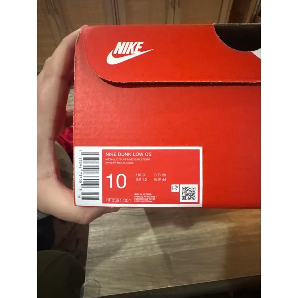 Nike Dunk Low QS Metalic Silver / Agean Storm size 10 2024